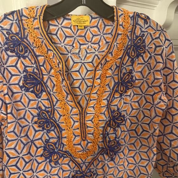 Roberta Roller Rabbit Cotton Embroidered Cover Up Tunic Blouse Top Shirt Sz XS - Picture 4 of 13